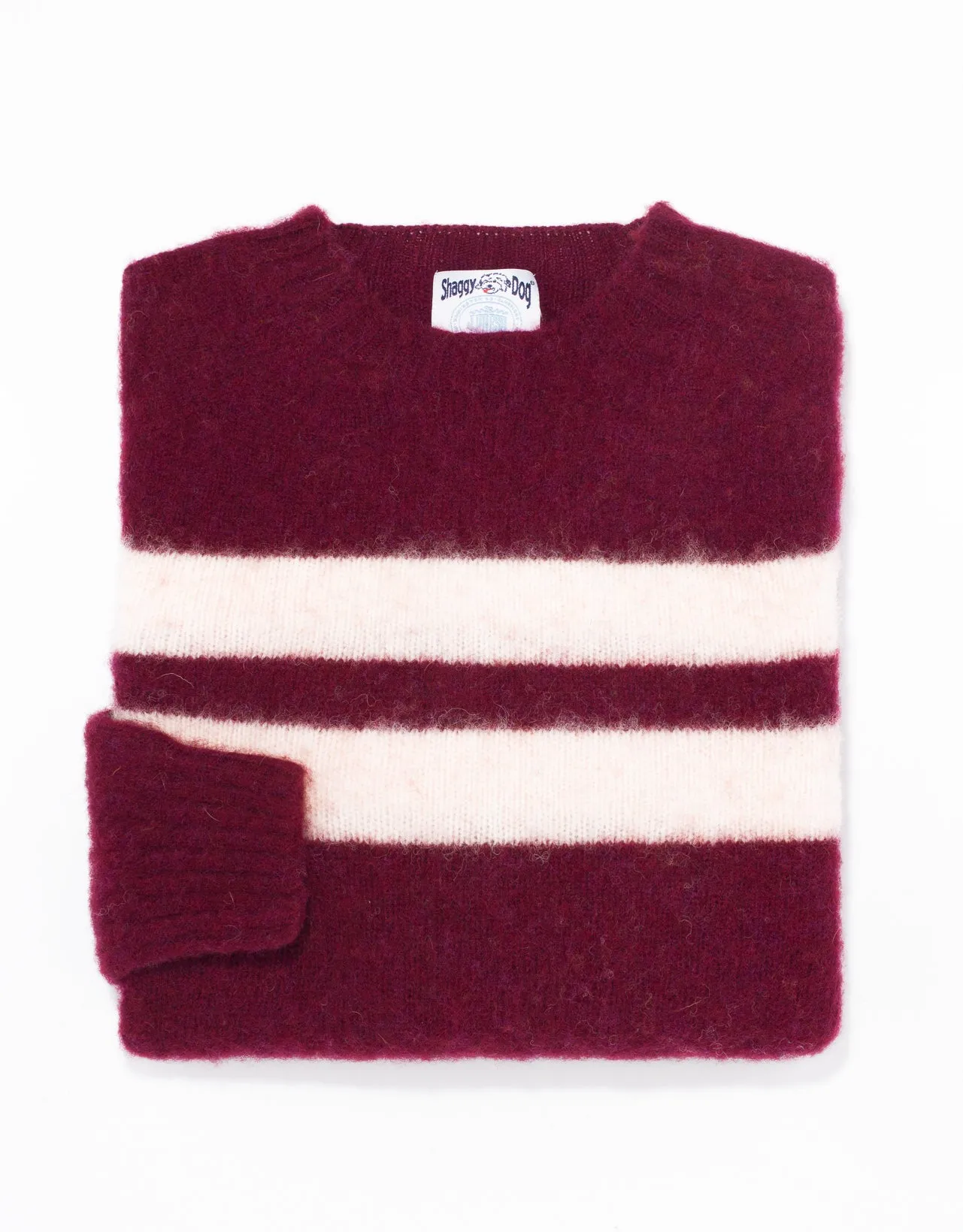 SHAGGY DOG SWEATER BURGUNDY UNIVERSITY STRIPE - TRIM FIT