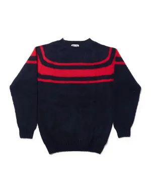 SHAGGY DOG SWEATER NAVY CHEST STRIPE - TRIM FIT