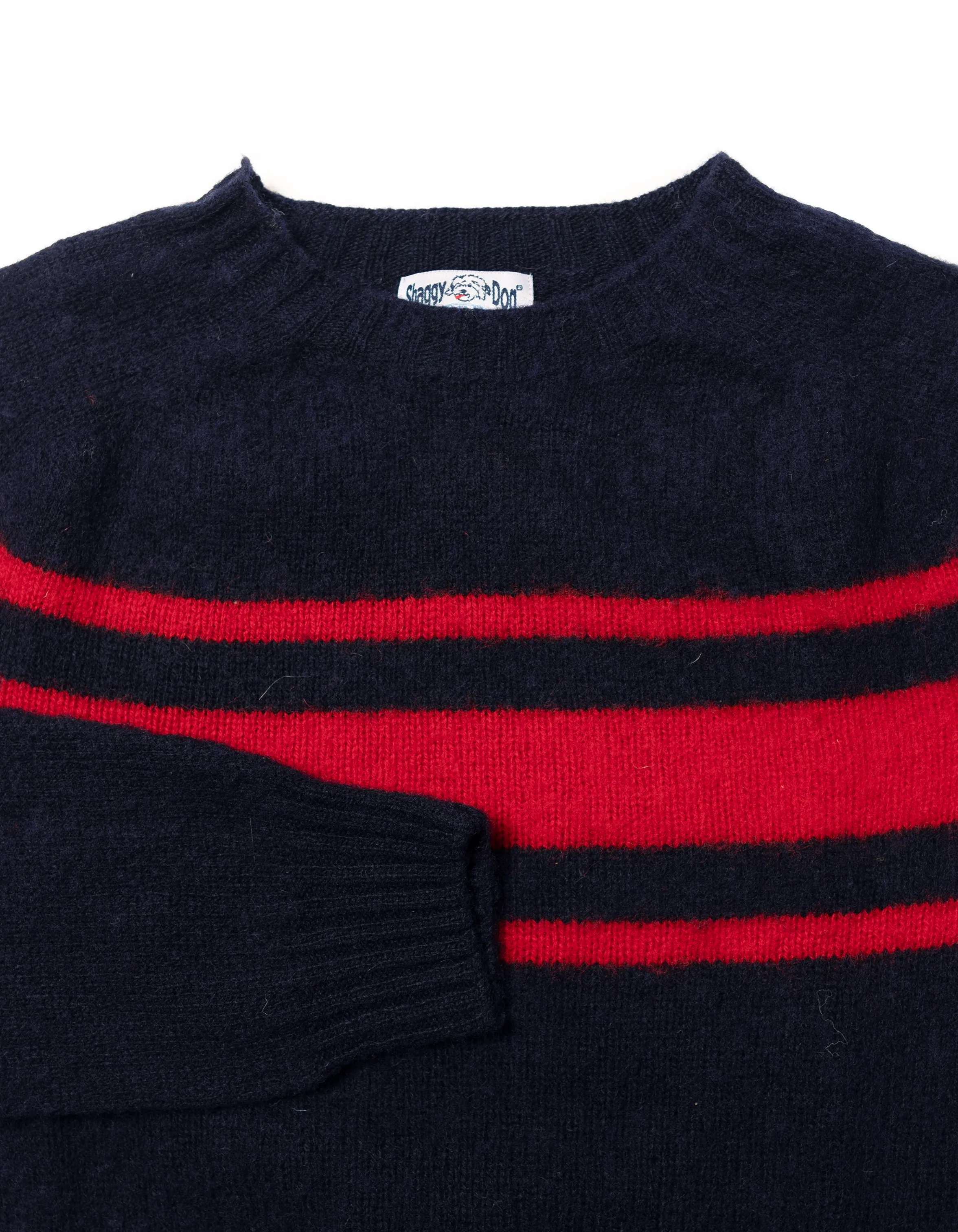 SHAGGY DOG SWEATER NAVY CHEST STRIPE - TRIM FIT