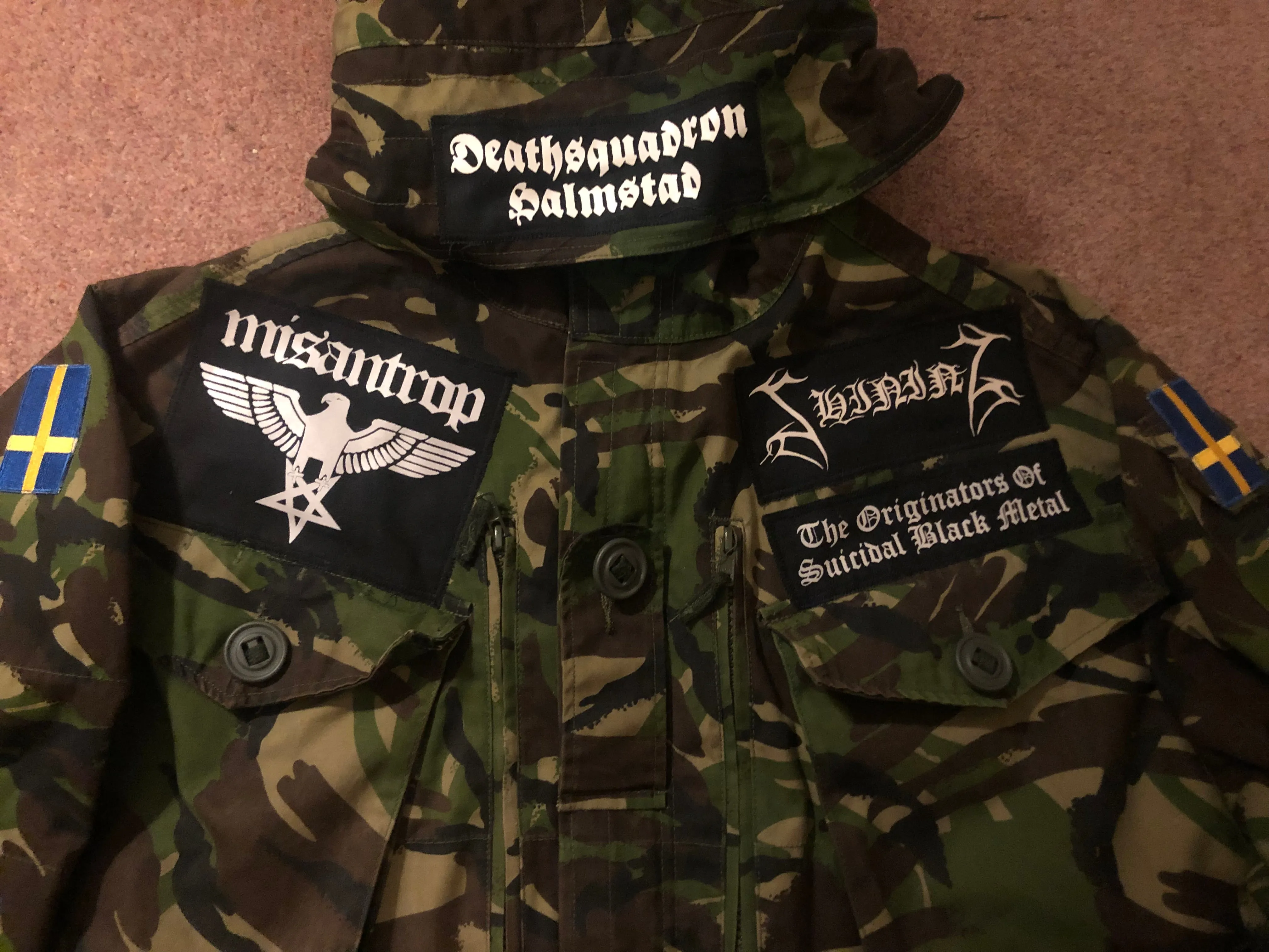 Shining Army Camouflage Woodland DPM Jacket Deathsquadron Halmstad Submit To Self Destructuion