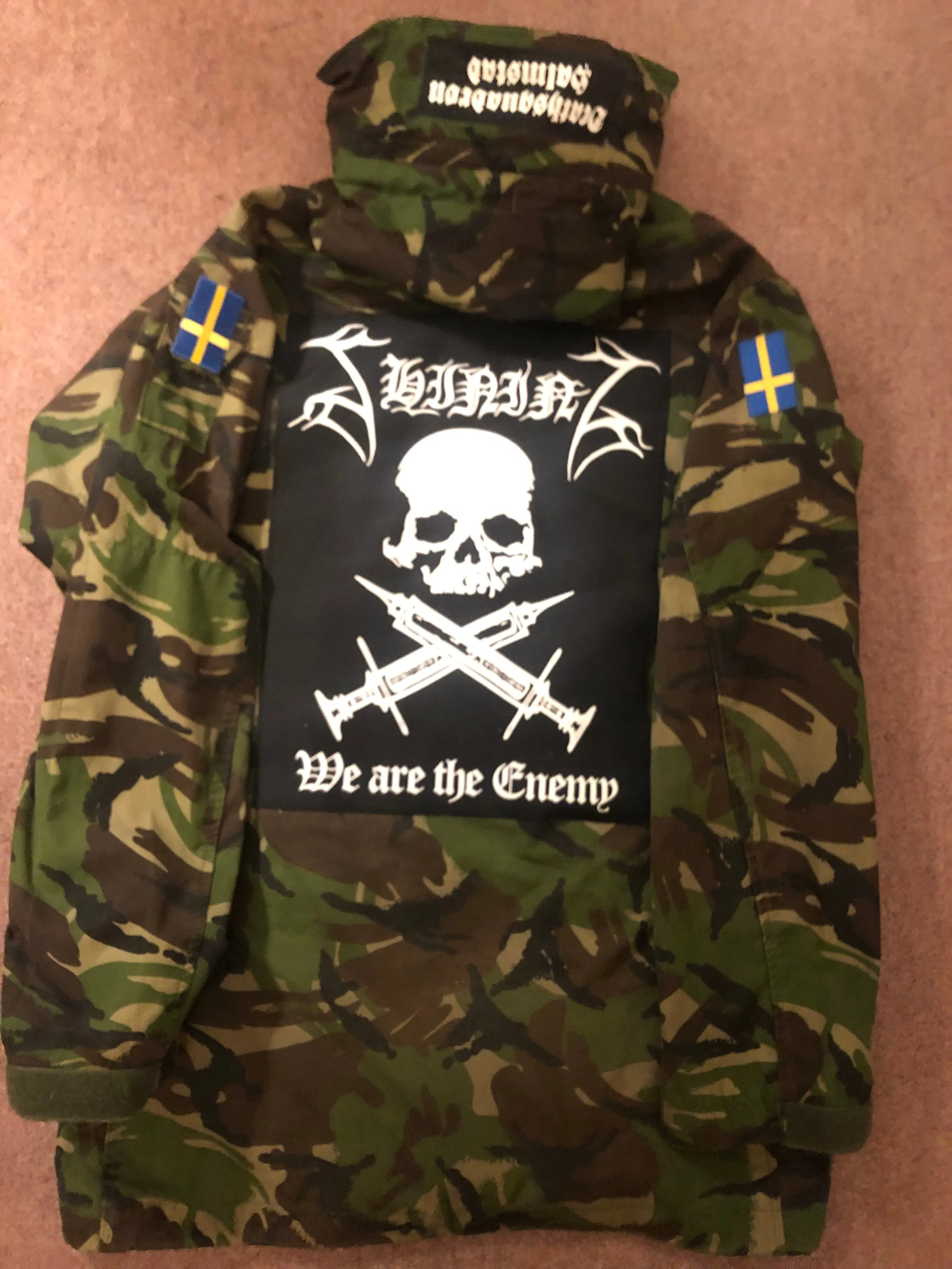 Shining Army Camouflage Woodland DPM Jacket Deathsquadron Halmstad Submit To Self Destructuion