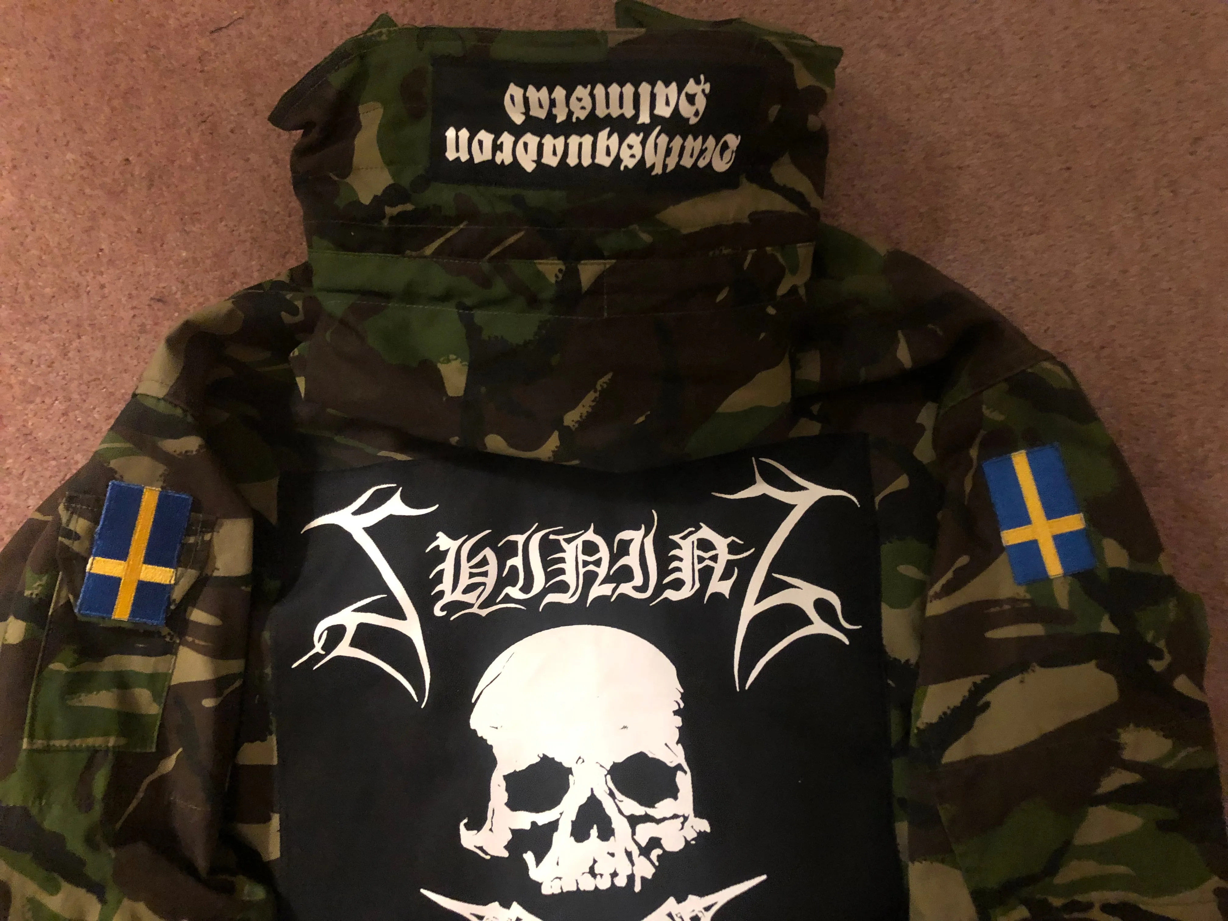 Shining Army Camouflage Woodland DPM Jacket Deathsquadron Halmstad Submit To Self Destructuion