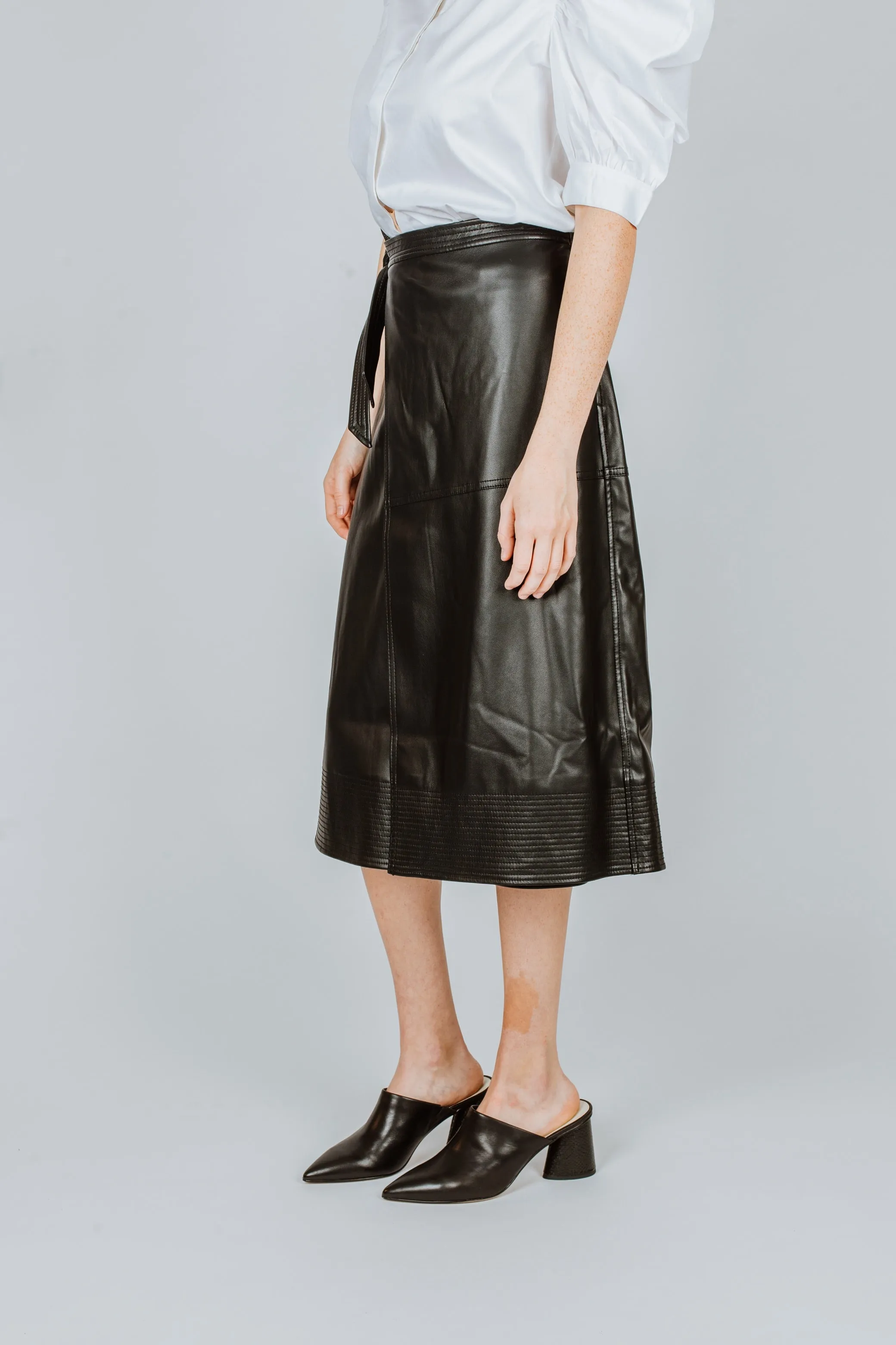 Simkhai Bia Vegan Leather Wrap Skirt