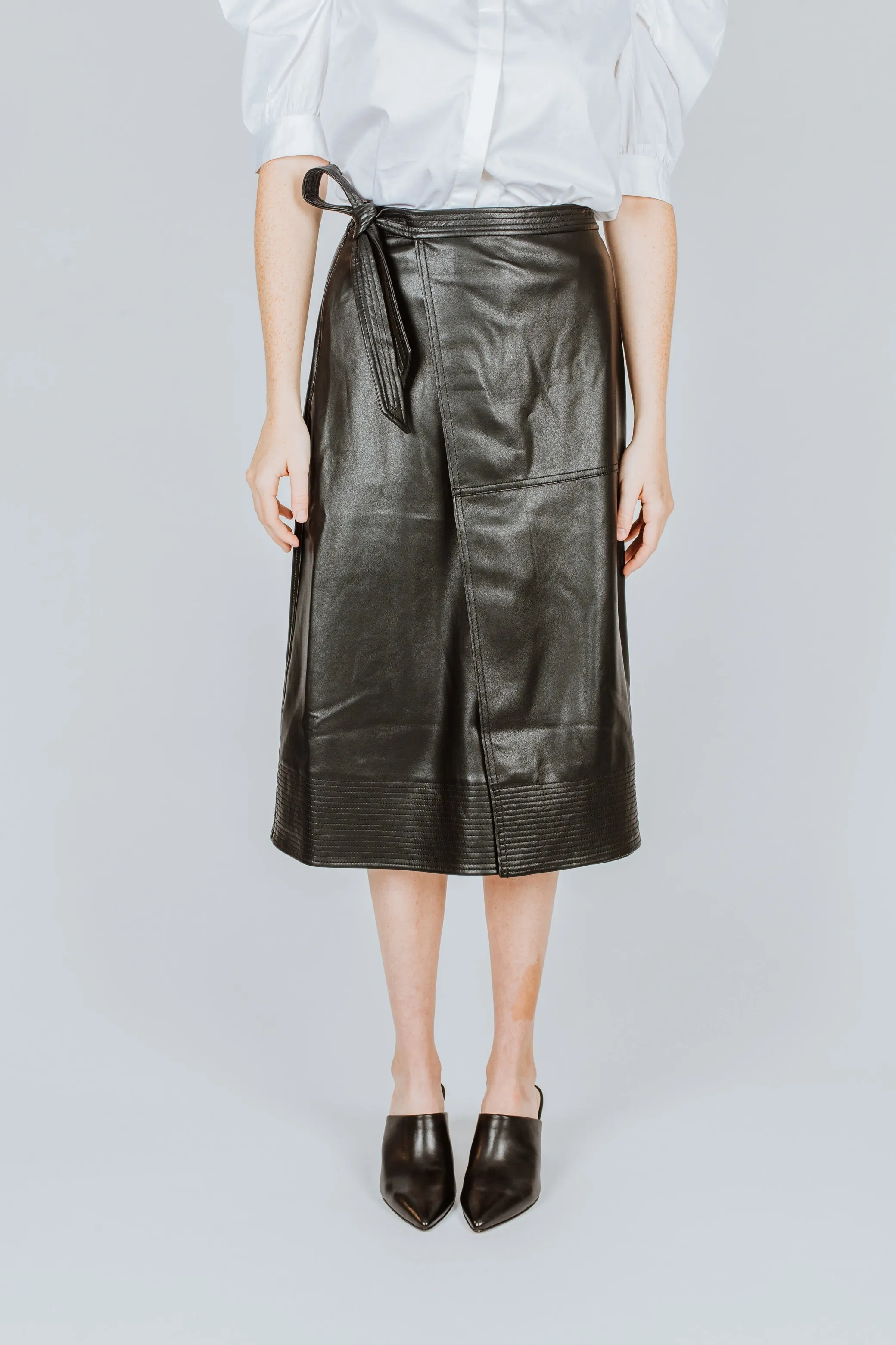 Simkhai Bia Vegan Leather Wrap Skirt