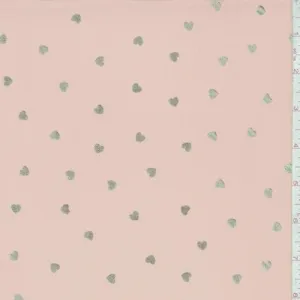 Soft Peach/Gold Mini Heart Georgette Fabric