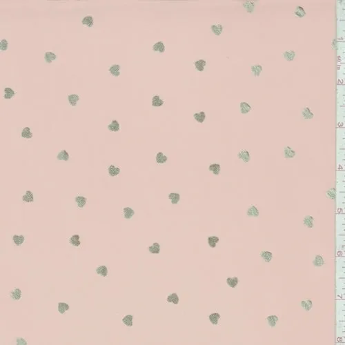 Soft Peach/Gold Mini Heart Georgette Fabric