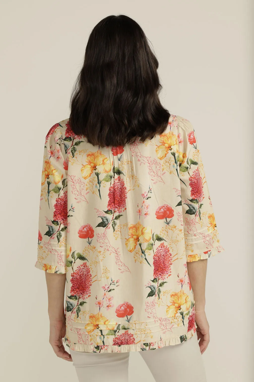 Sunset Floral Cotton Trapeze Top