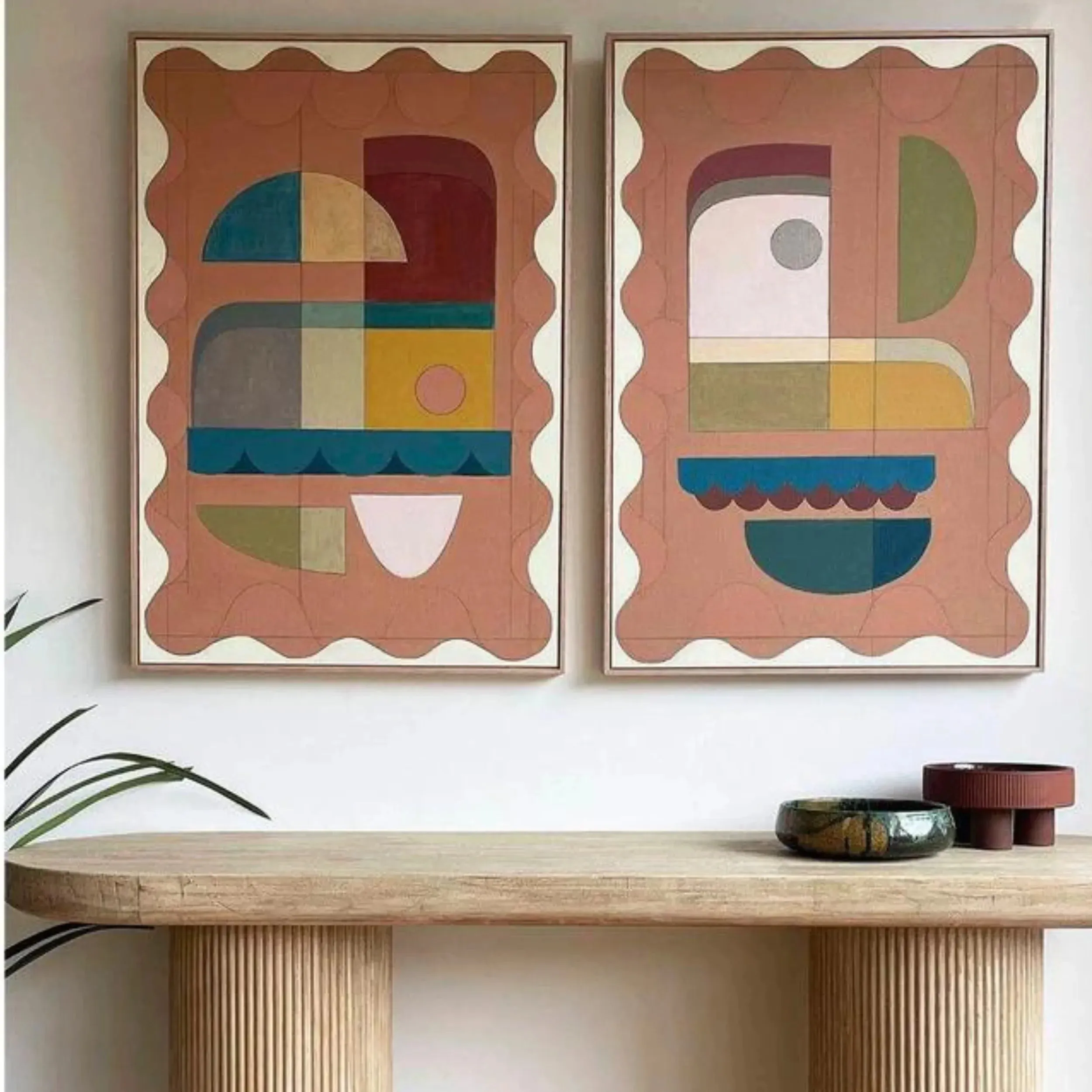 Terracotta Blush Two Canvas Print 120cm x 80cm Black Frame