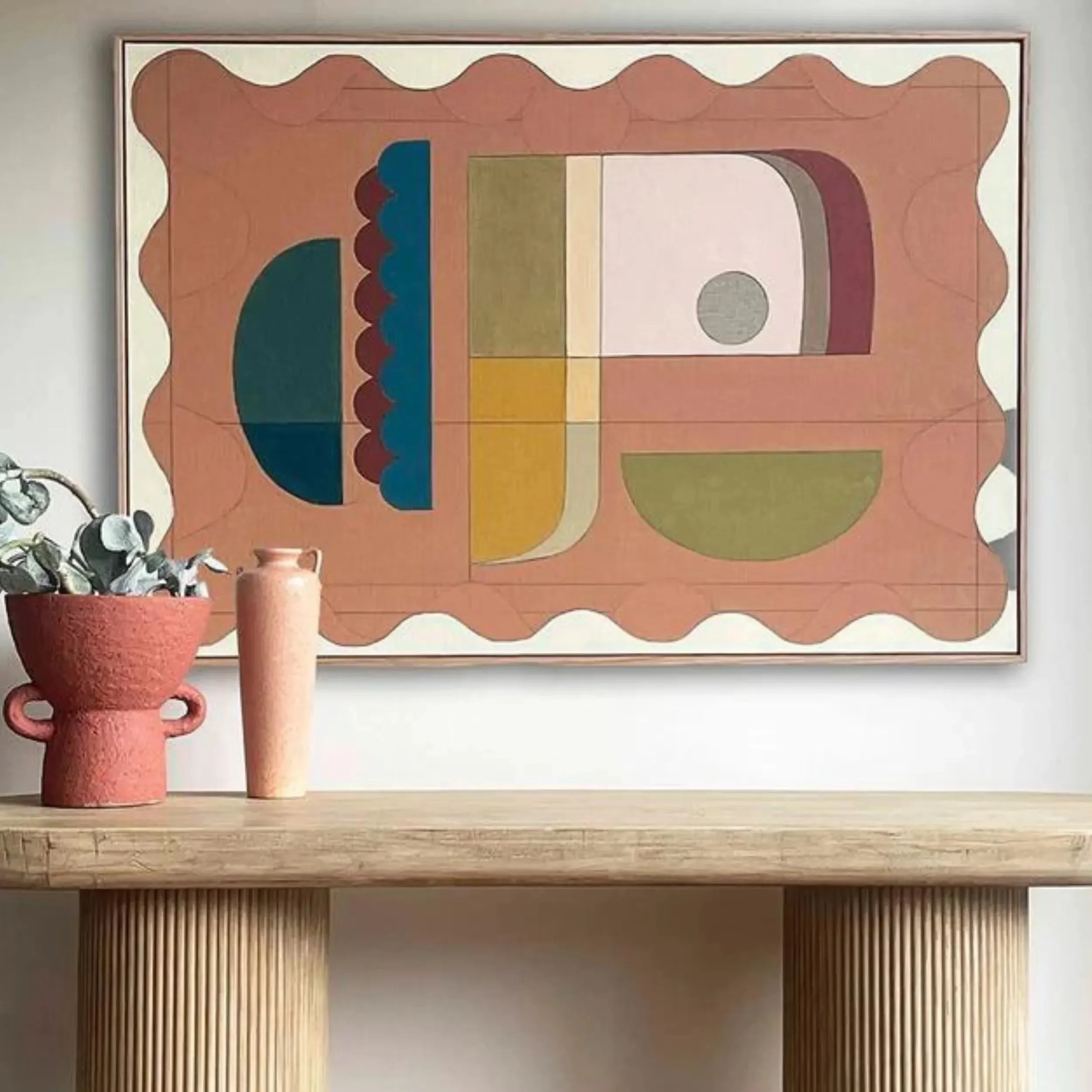 Terracotta Blush Two Canvas Print 120cm x 80cm Black Frame