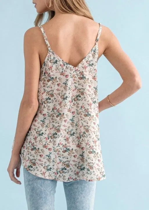 V-Neck Floral Sleevless Top