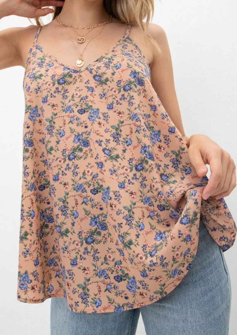 V-Neck Floral Sleevless Top