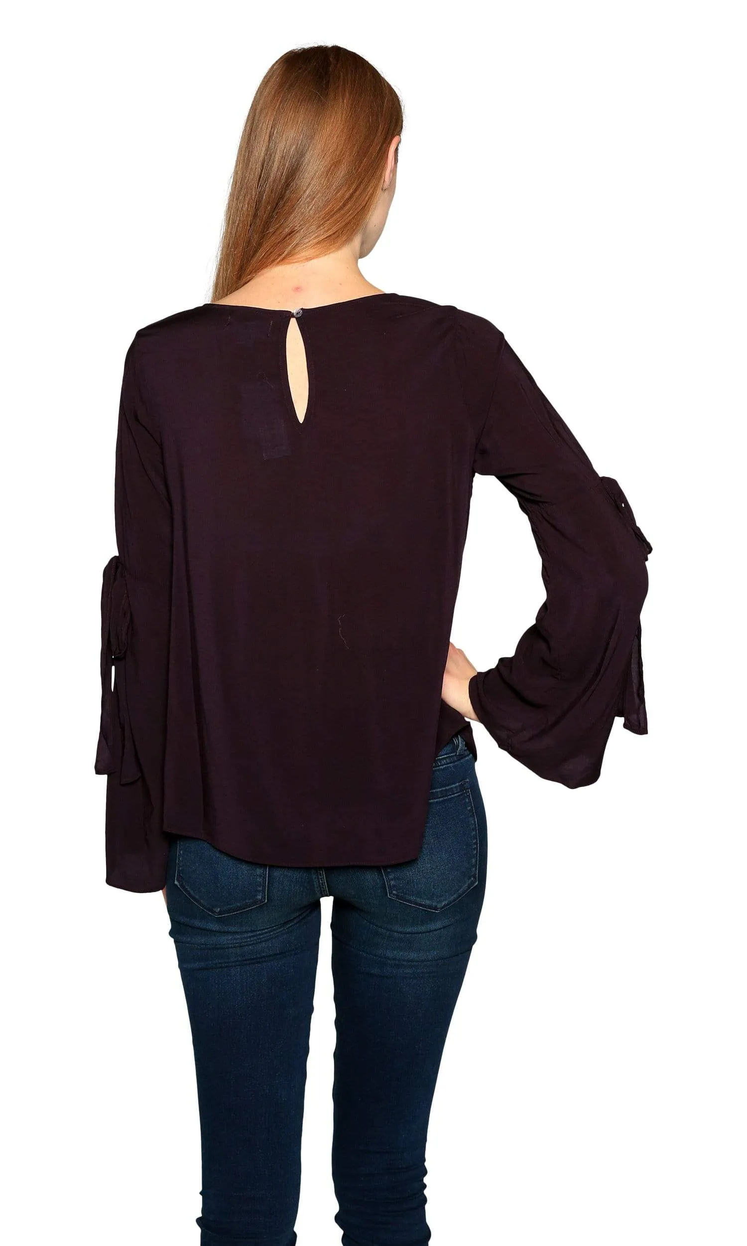 Velvet by Graham & Spencer Abitha Tie Bell Sleeve Challis Top