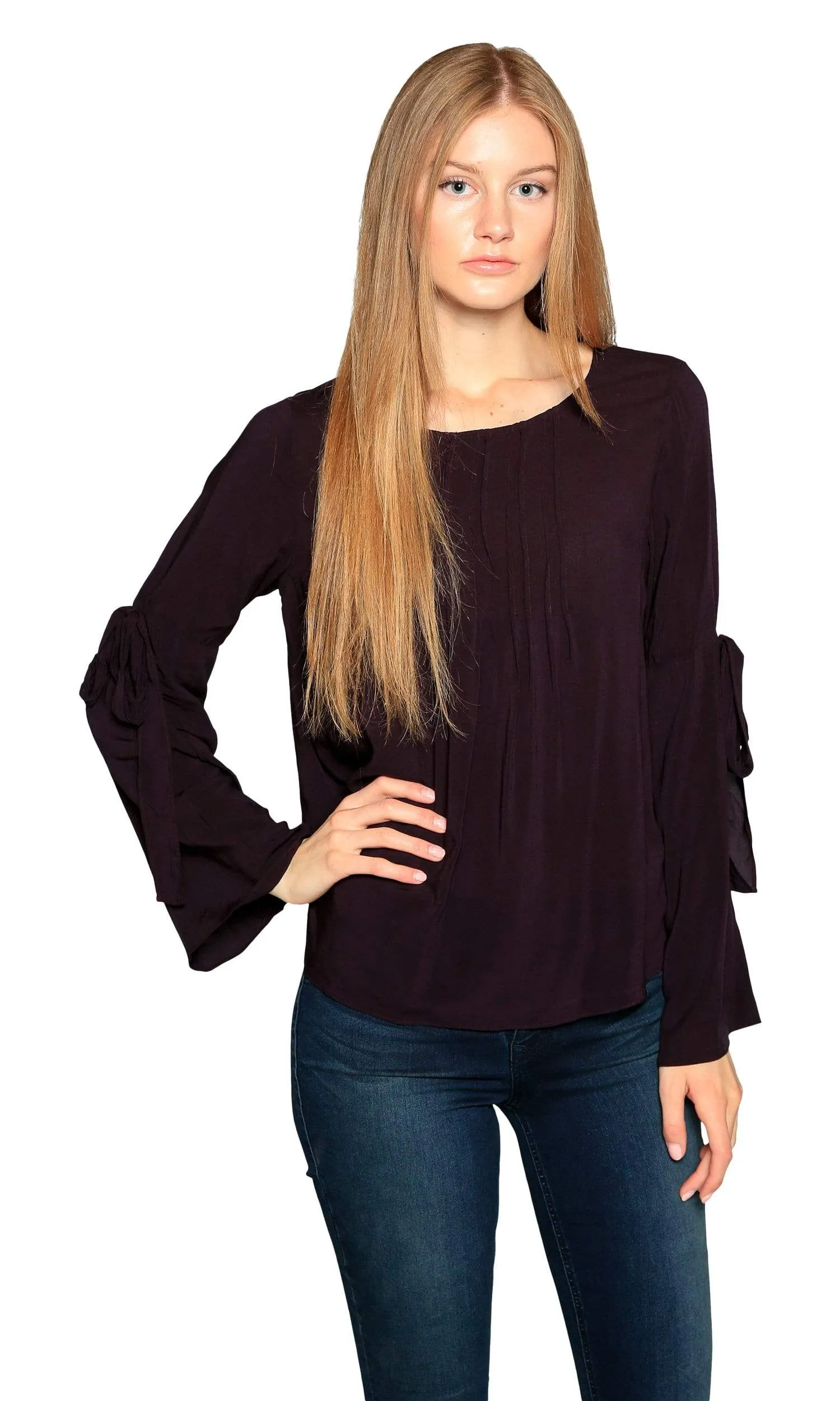 Velvet by Graham & Spencer Abitha Tie Bell Sleeve Challis Top