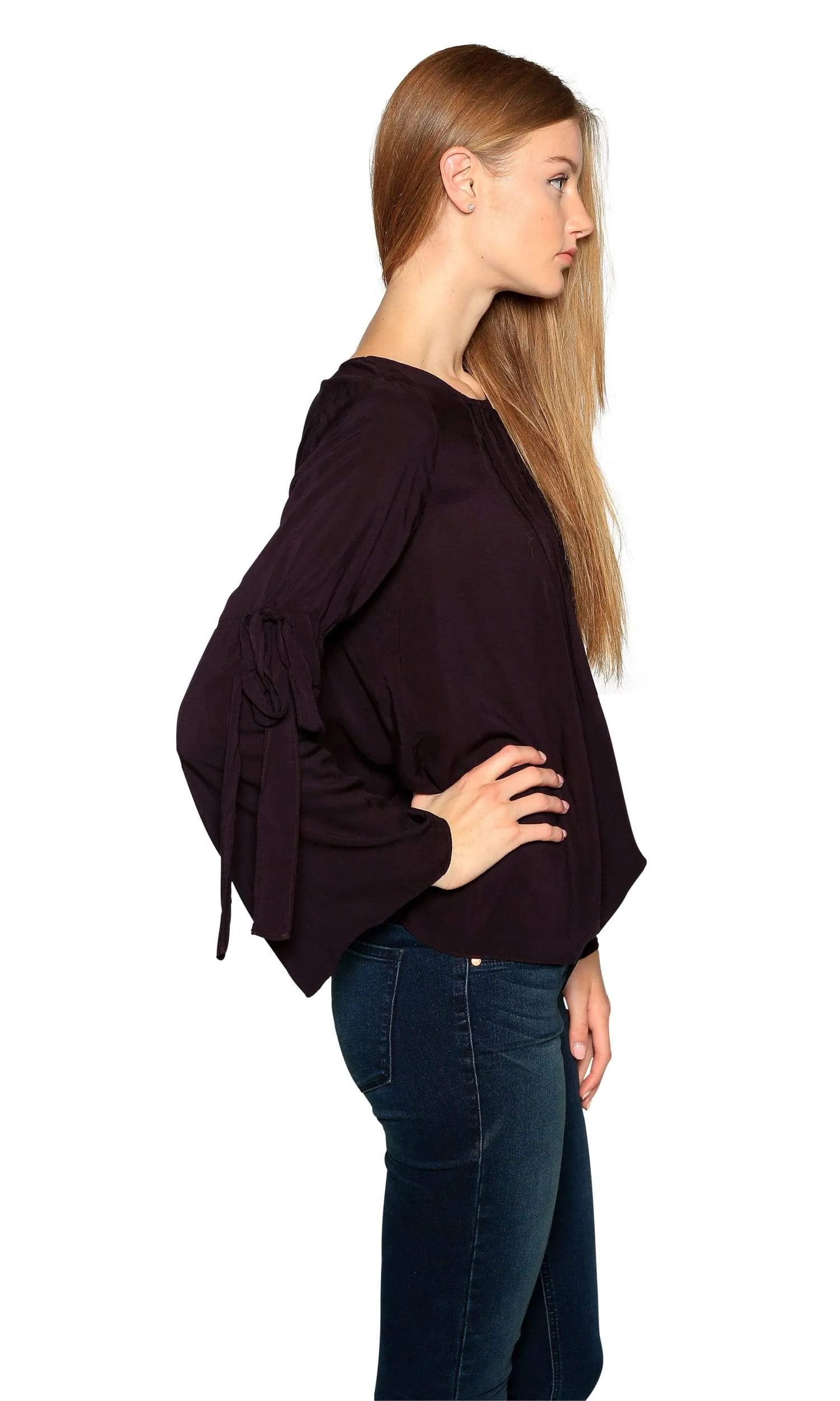 Velvet by Graham & Spencer Abitha Tie Bell Sleeve Challis Top