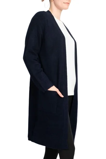 Velvet Heart Open Front Long Sleeve Ribbed Cuffs and Hem Knit Oversize Cardigan with Pockets