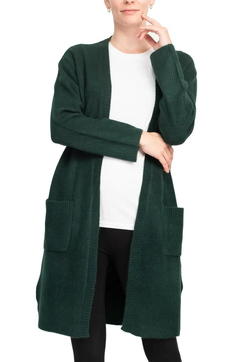 Velvet Heart Open Front Long Sleeve Ribbed Cuffs and Hem Knit Oversize Cardigan with Pockets