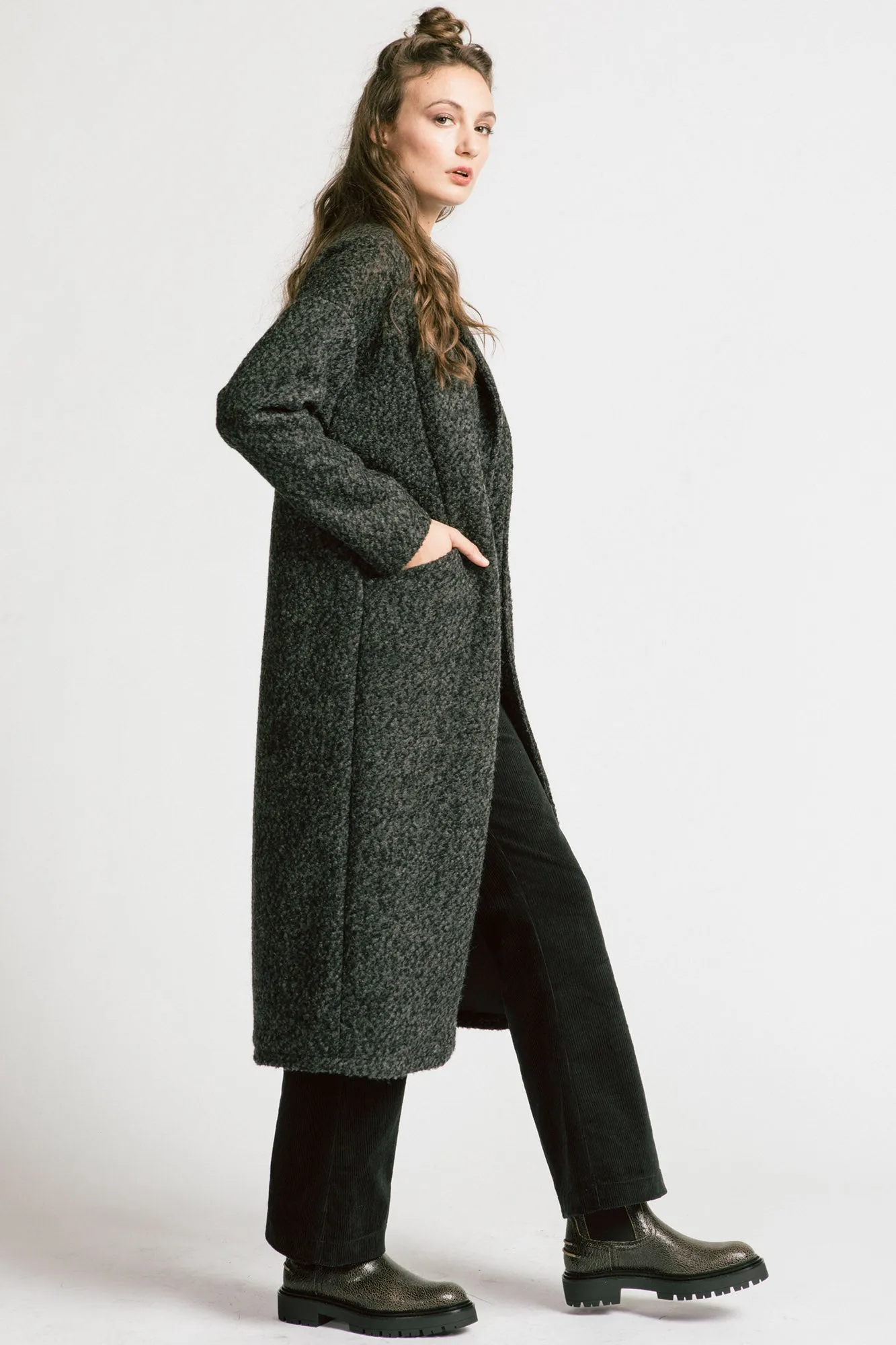 Viscount Coat Grey Bouclé