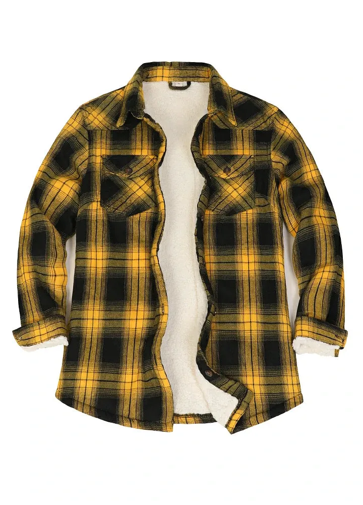 Women's Sherpa Lined Flannel Shirt Jacket,Button Down Flannel Shacket