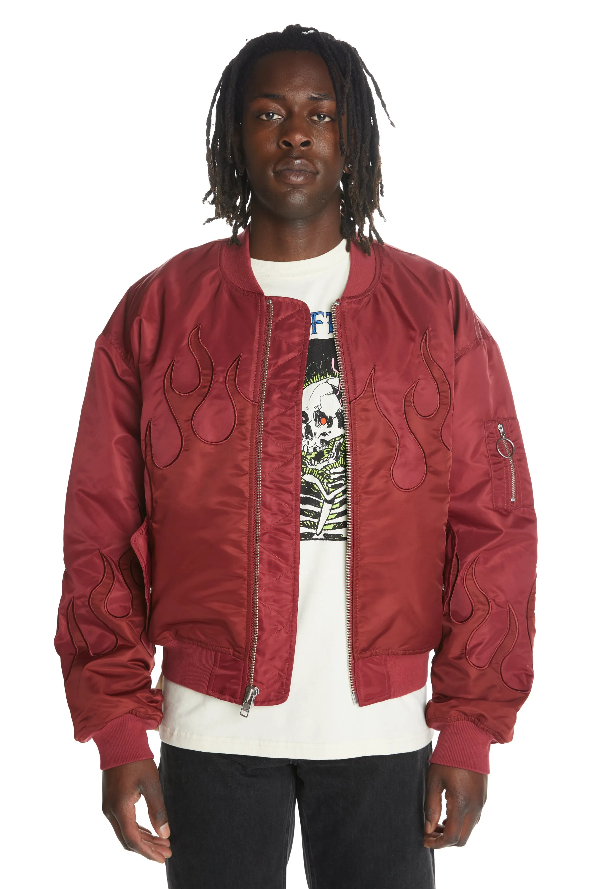 Zip Flames Bomber Jacket