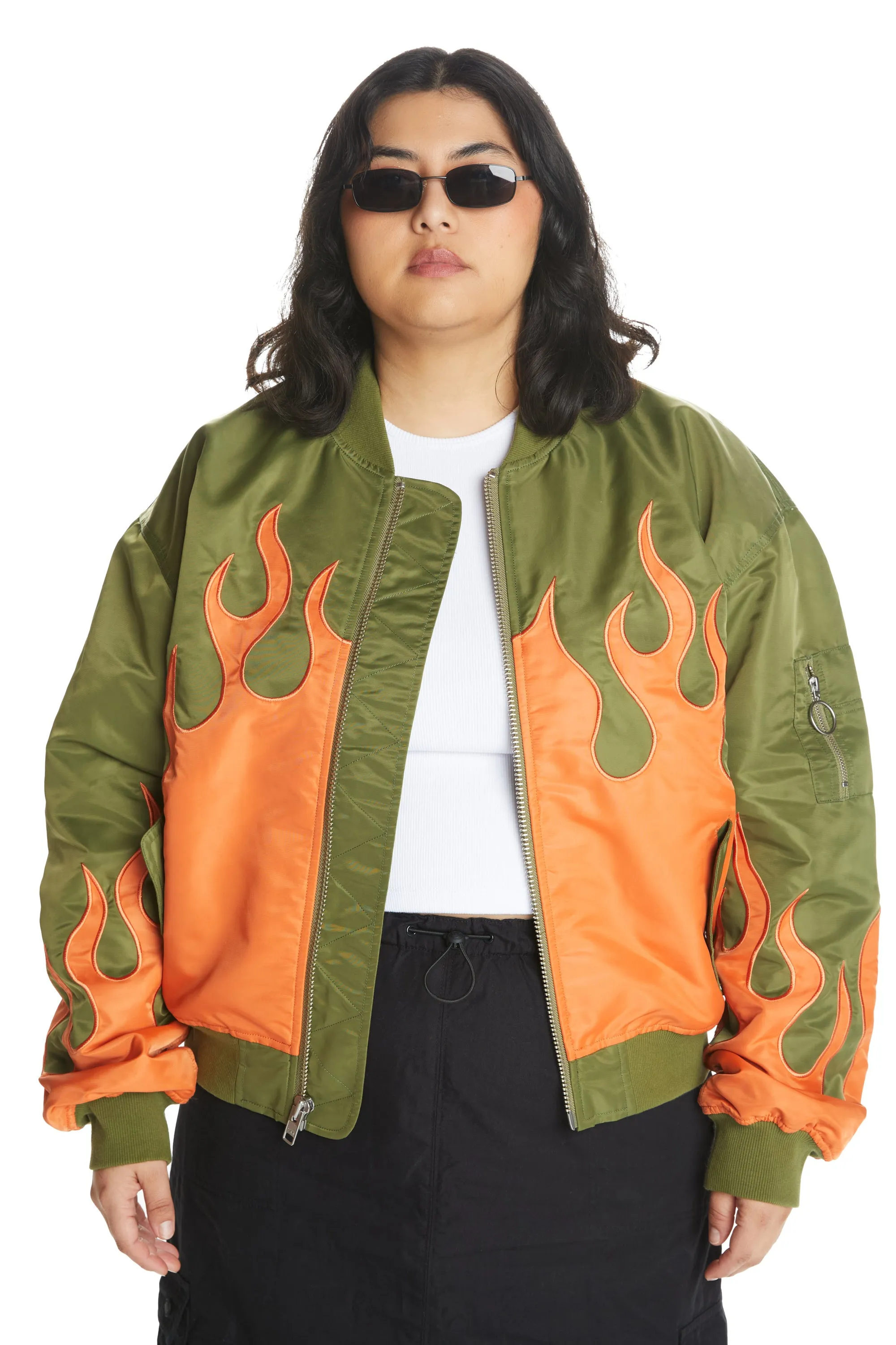 Zip Flames Bomber Jacket